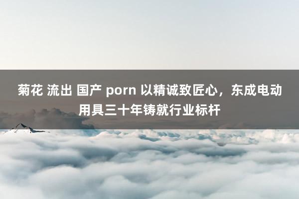 菊花 流出 国产 porn 以精诚致匠心，东成电动用具三十年铸就行业标杆