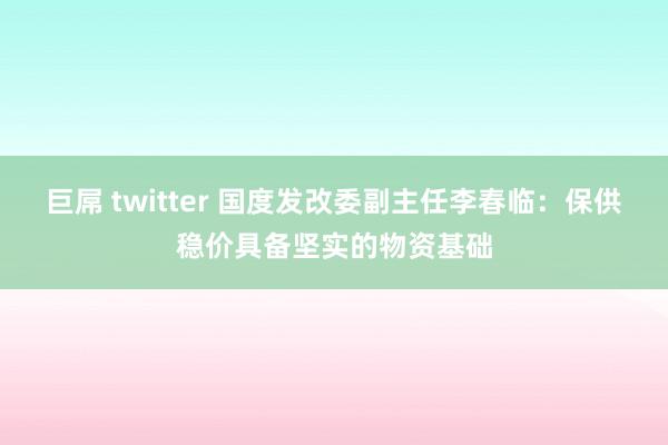 巨屌 twitter 国度发改委副主任李春临：保供稳价具备坚实的物资基础