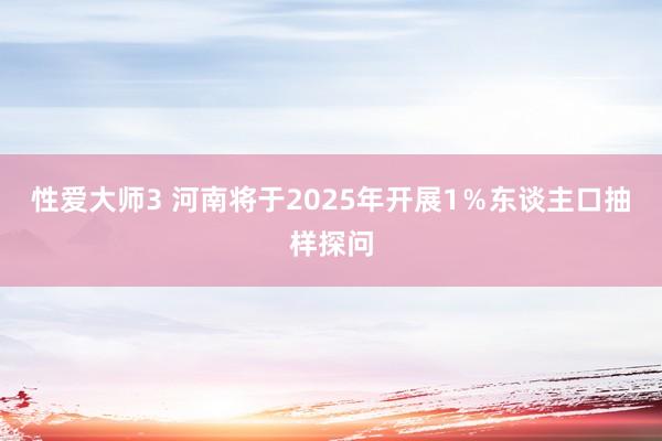 性爱大师3 河南将于2025年开展1％东谈主口抽样探问
