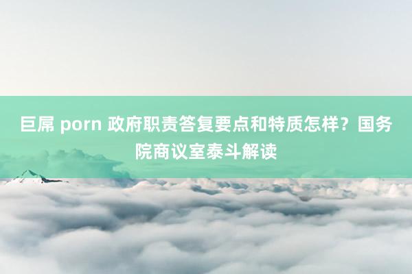 巨屌 porn 政府职责答复要点和特质怎样？国务院商议室泰斗解读